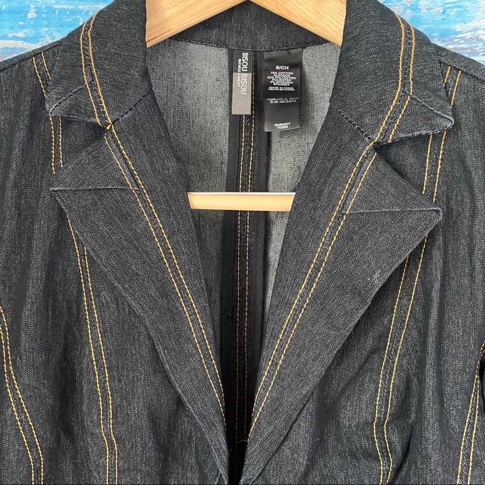 Bisou Bisou Denim Blazer Jacket Sz S - Picture 5 of 7